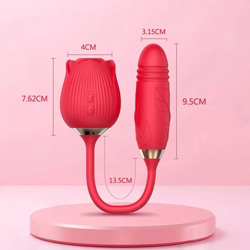 Sophie Vibrador Vermelho Formato de Rosa com 7 Modos de Vibração, Vai e Vem e Pulsação Sexy Import