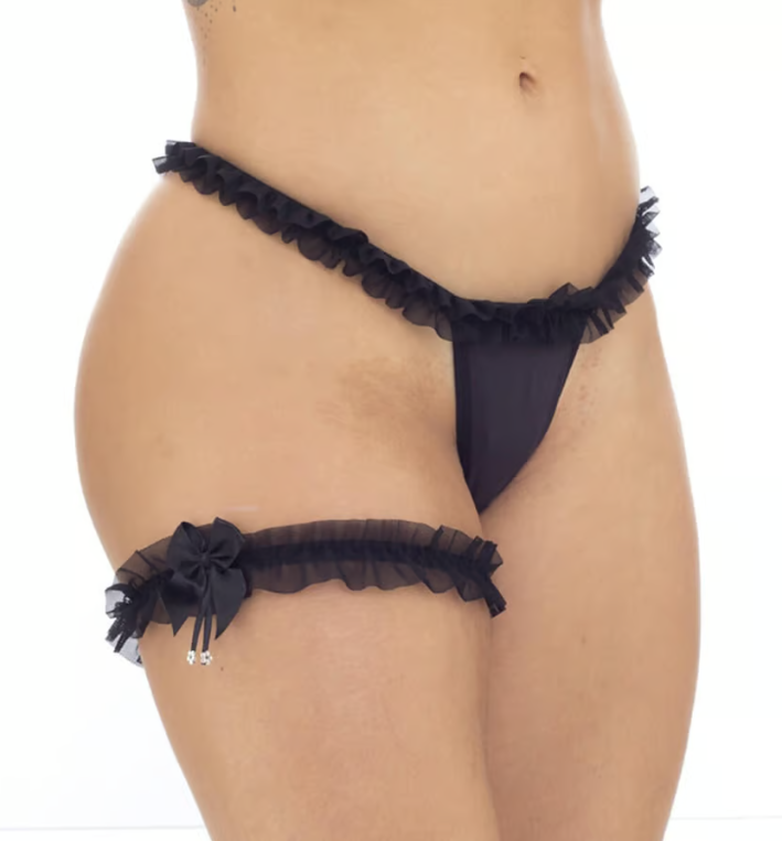 CALCINHA FIO EM MICROFIBRA COM PERNEIRA EM TULE LACINHO PATITEX