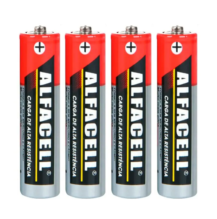 Pilha Comum PQ AA 1.5V Cartela com 4 Unidades Alfacell